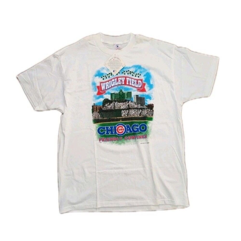 NWT Vintage Wrigley Field Chicago Cubs T-Shirt XL Delta‎ USA Fabric MLB 90s Y2K